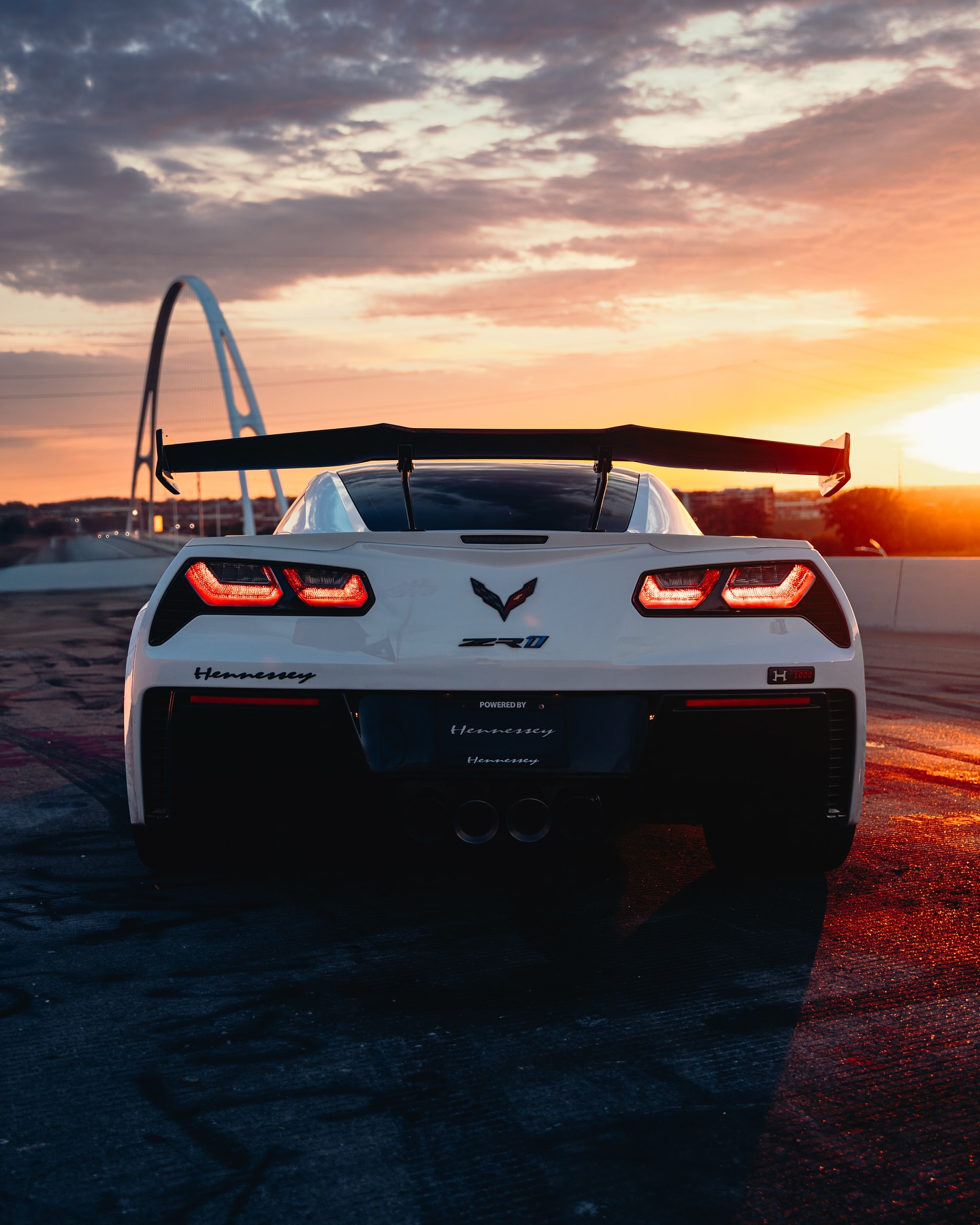 Instagram post by @dfwcars_ for chevrolet. Caption reads: One special ZR1, built by @hennesseyperformance....