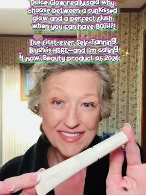 TikTok post by @sonyamichelleschexnaydre for Dolce Glow. Caption reads: [...] here! FIRST EVER Self Tanning Blush @DOLCE....