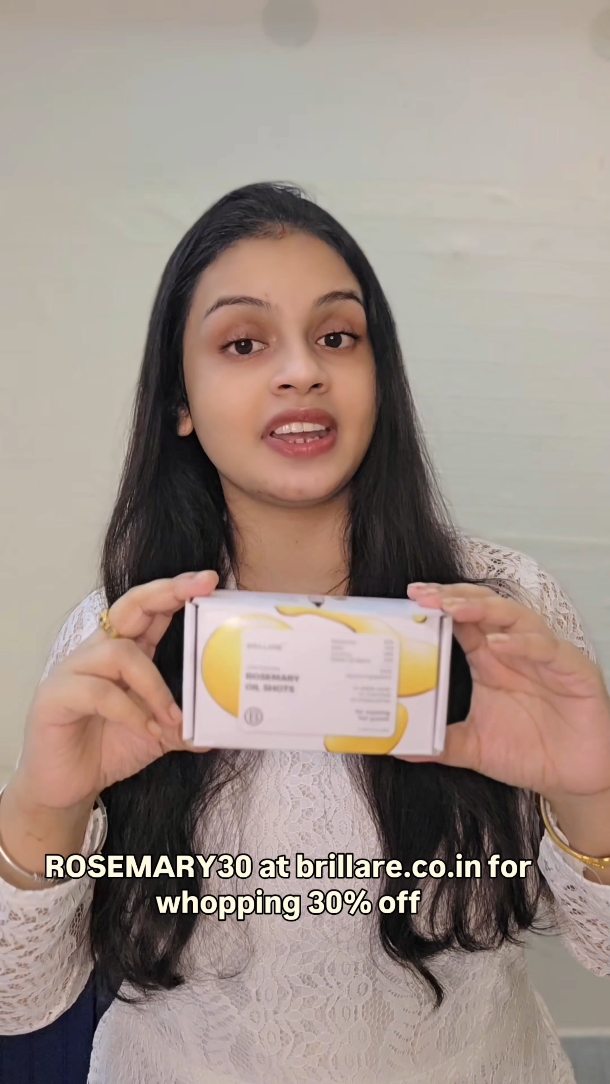 Instagram post by @riya_adhikari_mua for Brillare. Caption reads: Try Brillare Rosemary Oil Shots! packed with pure....