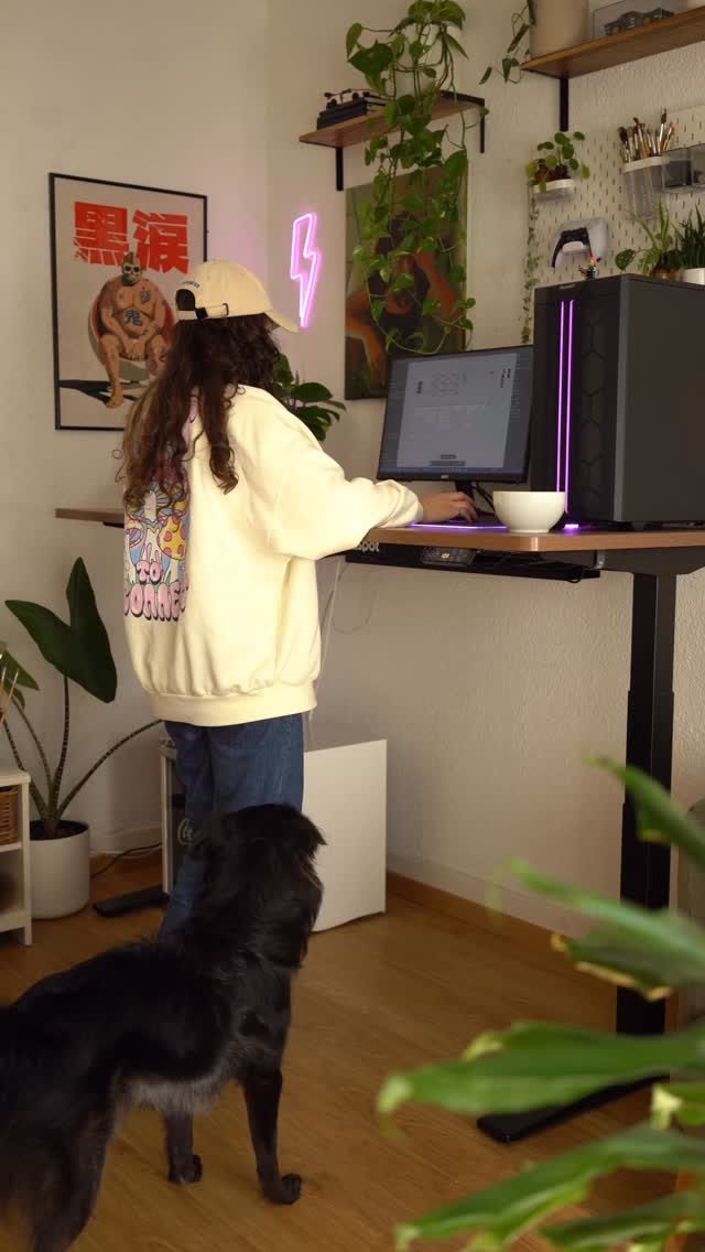 Instagram post by @jelenavoegeli for FlexiSpot. Caption reads: Ad | Werbung I absolutely love my little workspace....