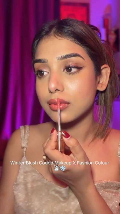 Instagram post by @the_megha_prasad for FASHION COLOUR. Caption reads: Blush Szn ❄️☃️ with @fashioncolourofficial 1.....