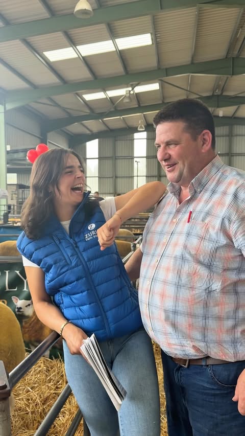 Instagram post by @anniemcguinness for Zurich Insurance. Caption reads: Day 1 of the @irishtexelsheepsociety Premiere Sale....