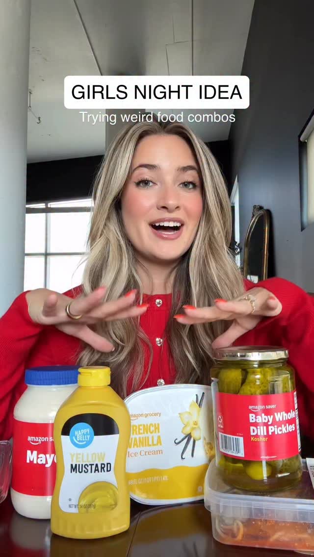 Instagram post by @loganrae_hill for Amazon Fresh. Caption reads: I risked it all with your food combo suggestions…....