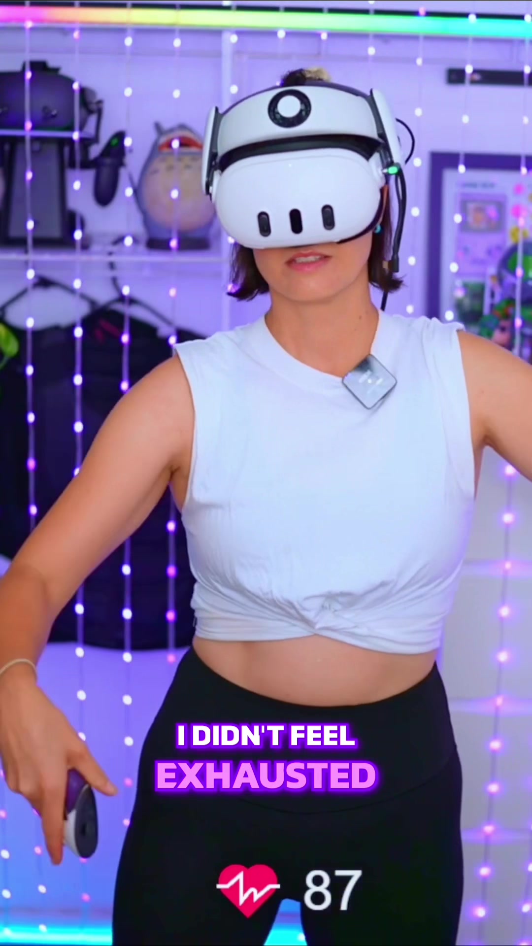 TikTok post by @naysy_vr for FitXR. Caption reads: The team at @FitXR challenged me to see which game....