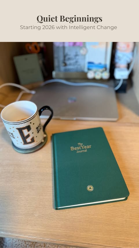 Instagram post by @erinlgore for Intelligent Change. Caption reads: [...] using The Best Year Journal by....