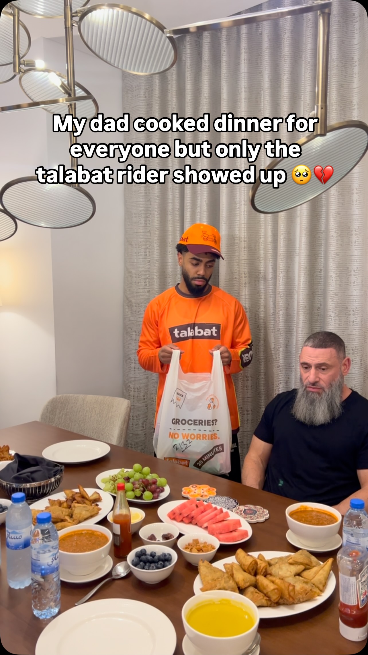 Instagram post by @mixednaz for talabat. Caption reads: it’s tragic 😔💔
#reels #viral #talabat.