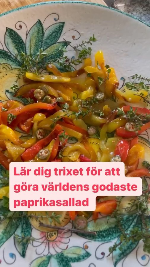 Instagram post by @1paolo2 for Robertos Shop. Caption reads: Den perfekta paprika salladen! 
Min olja hittar ni....