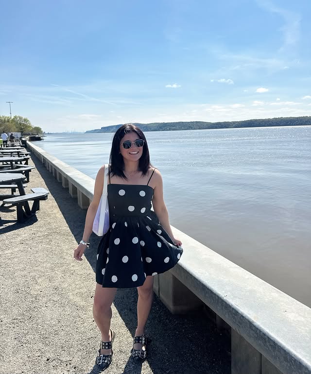 Instagram post by @jamie_cataldo for Rent the Runway. Caption reads: [...] out hallelujah ☀️🫶🏻💫 dress:....
