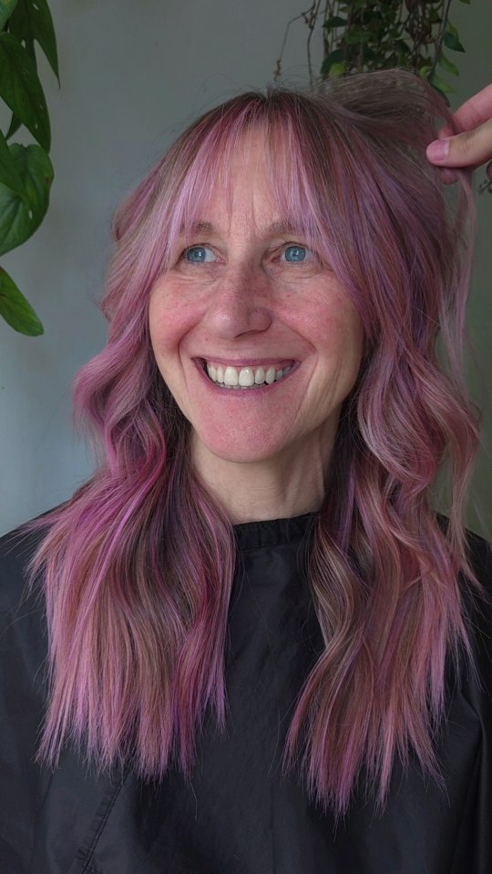 Instagram post by @jaymz.marsters for Biolage. Caption reads: The perfect smokey pink 🥹

Lifted using....