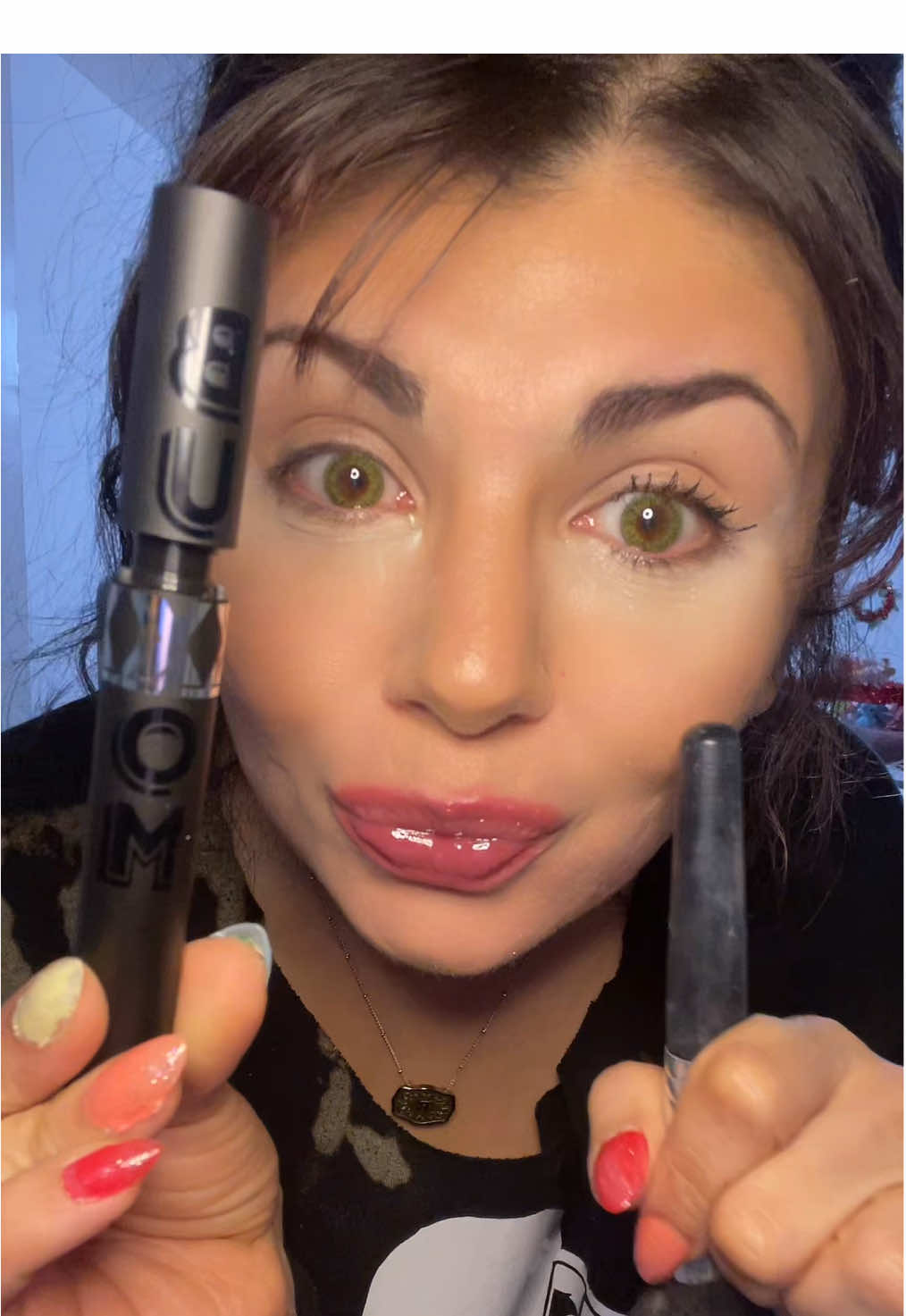 TikTok post by @evieandceairaa for BUXOM Cosmetics. Caption reads: I finally have lashes!!! ❤️💅🏼😎@buxomcosmetics....