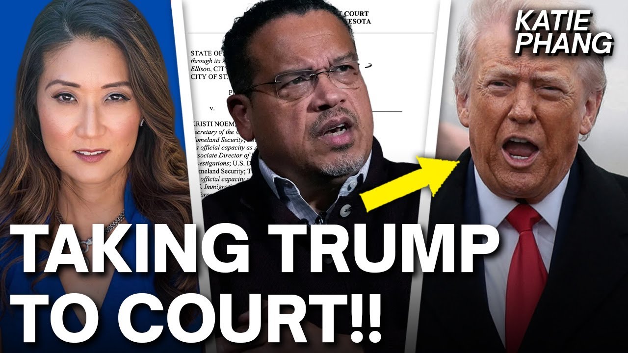 YouTube post by @katiephangnews for Honeylove. Caption reads: Trump HIT With SCATHING LAWSUIT as Minnesota....