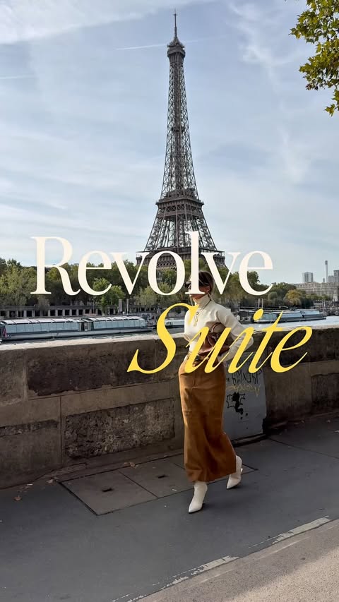 Instagram post by @virginiavarinelli for REVOLVE. Caption reads: Welcome to #revolvesuite in Paris @revolve....