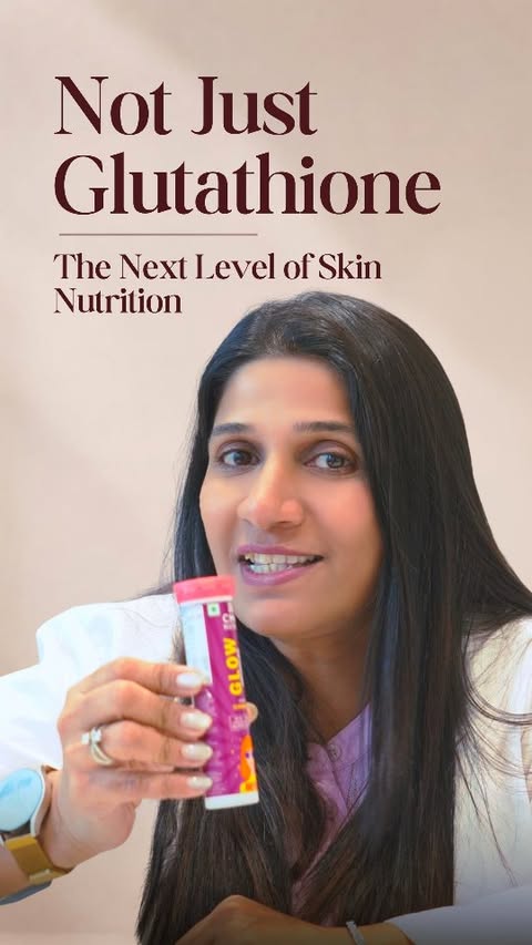 Instagram post by @drshleshmakapadia for Chicnutrix. Caption reads: More than just glutathione. ✨ @chicnutrix Glow....