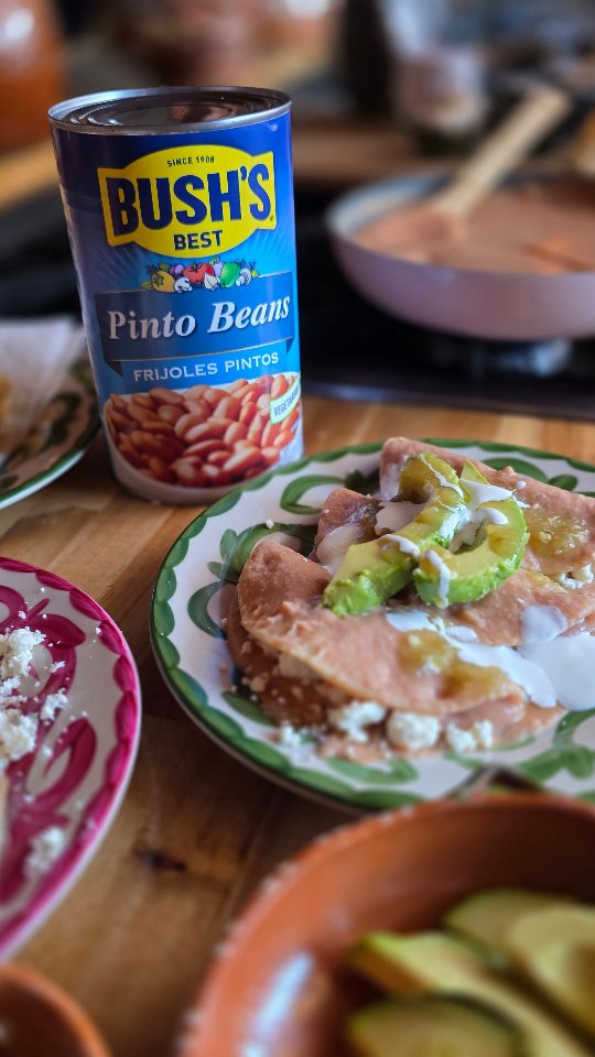 Instagram post by @sweetlifebake for Bush's Beans. Caption reads: I’m cooking up Enfrijoladas with @bushsbeans #AD....