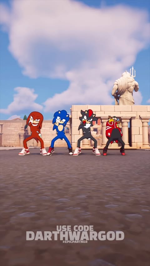 Instagram post by @darthwargod for Fortnite. Caption reads: [...] perfect 🔥#sonic #sonicthehedgehog #fortnite....