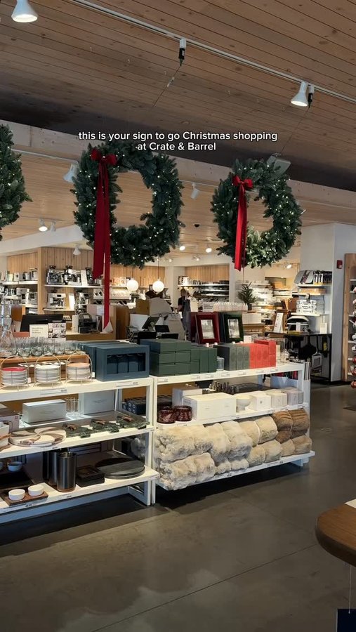 Instagram post by @kayleigh__eats for Crate and Barrel. Caption reads: this and no one rushing me 🎄☃️🎅🏼....