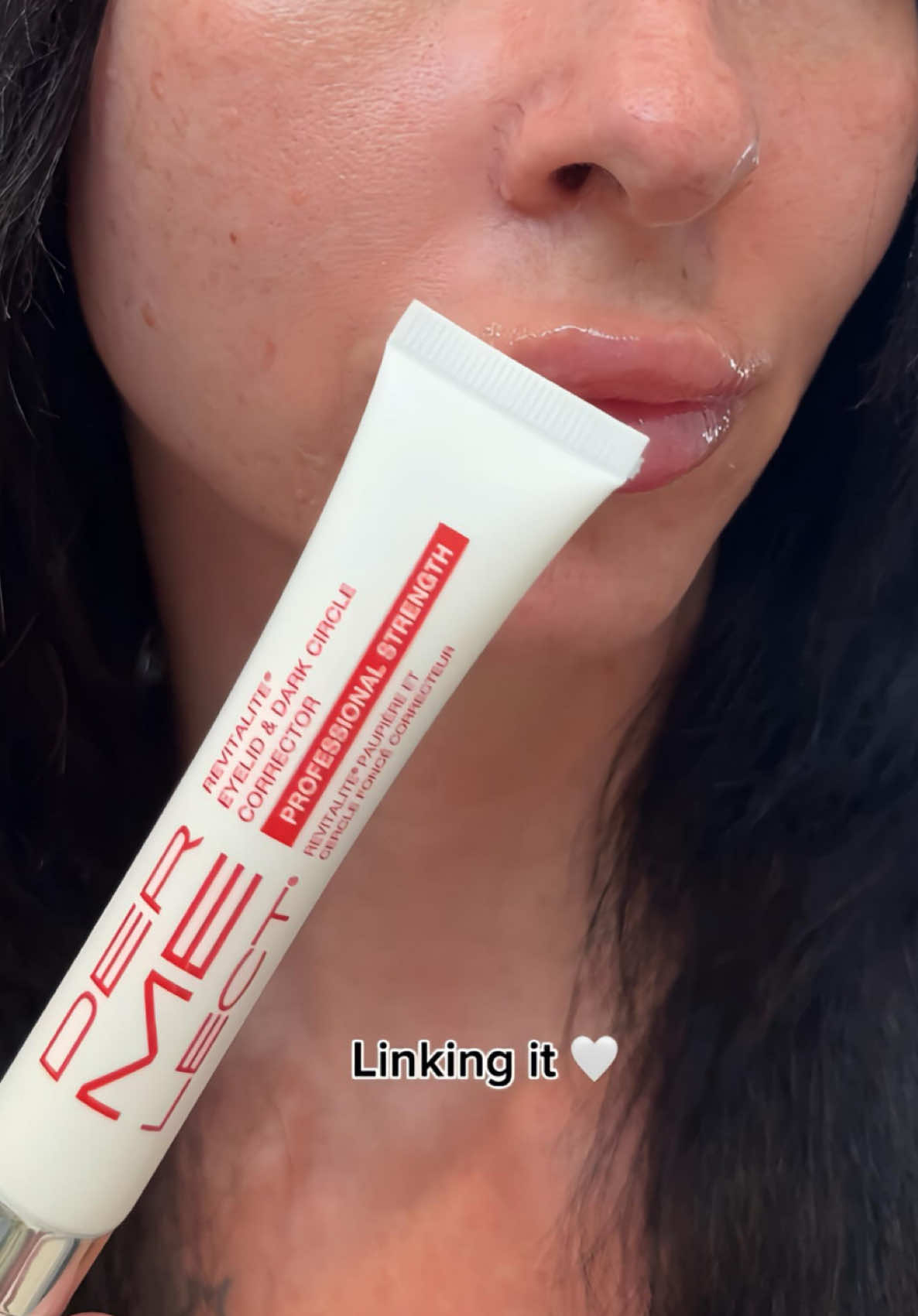 TikTok post by @amanda_roussin for Dermelect. Caption reads: [...] and makeup actually sits nicer after.....