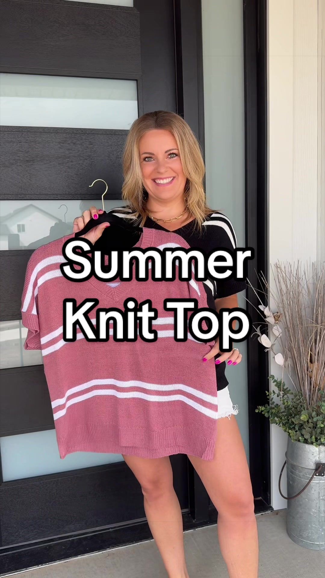 TikTok post by @mindy.dealfinder for Shewin Official US. Caption reads: The CUTEST lightweight striped sweaters.....