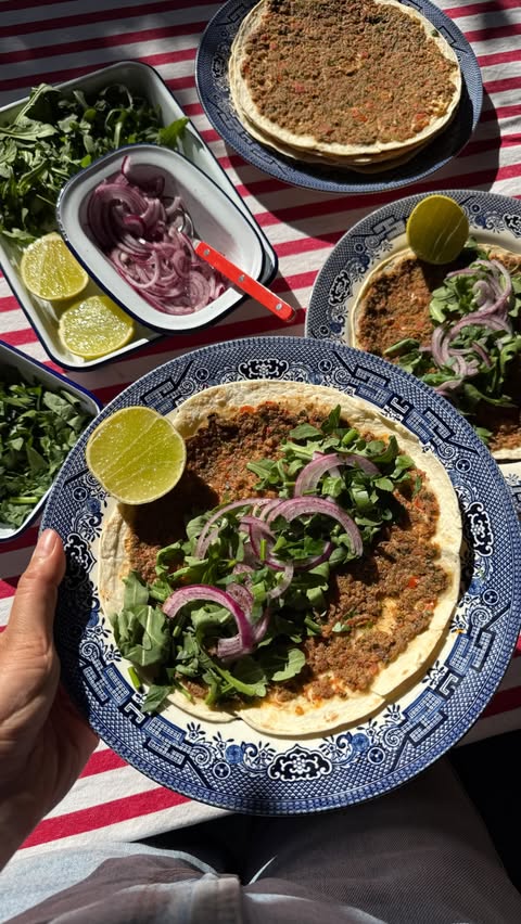 Instagram post by @jessica_nguyen_ for Smeg Italia. Caption reads: Lahmacun cooked in the @smegaustralia MultiGrill.....