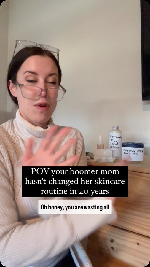 Instagram post by @callmekristenmarie for O’Keeffe’s Company. Caption reads: Your mom swears by her 40-year-old creams…until....