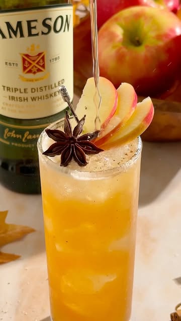 Instagram post by @yellowbellykelly for Jameson Irish Whiskey. Caption reads: [...] APPLE BUTTER IRISH BUCK 2 oz Jameson Irish....