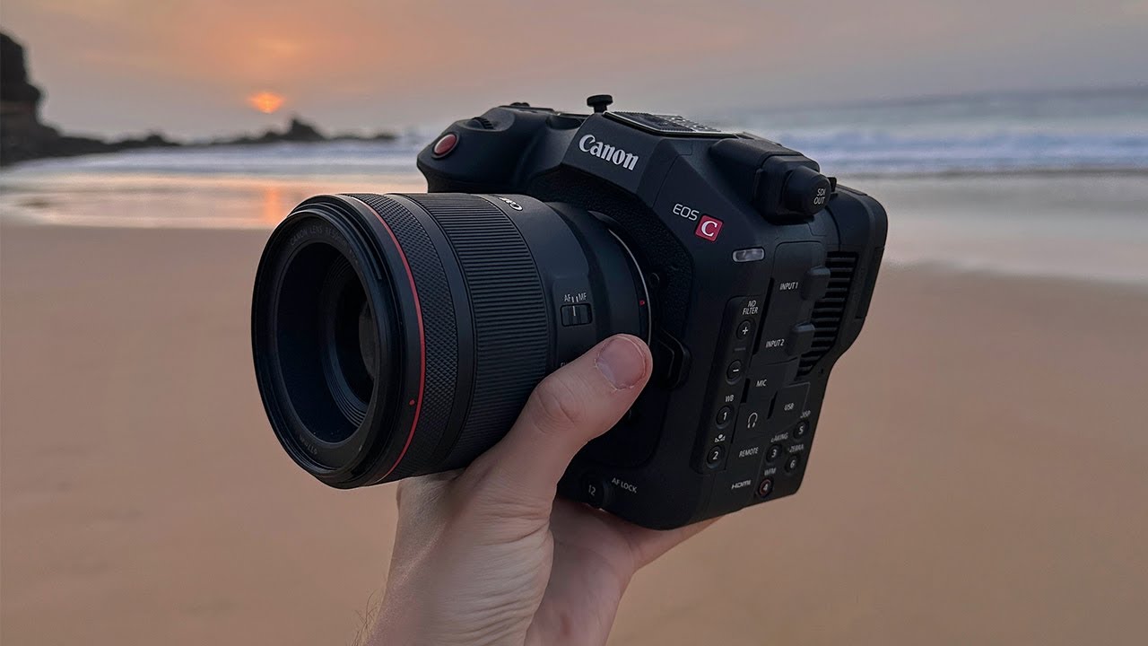 YouTube post by @JamesReader for iFootage. Caption reads: Canon EOS C80 Initial Review - R5 II Comparison &....