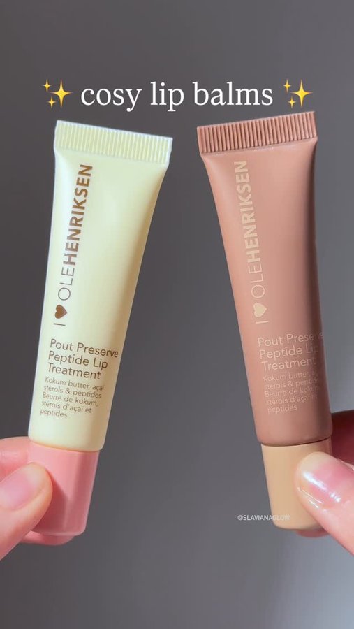 Instagram post by @slavianaglow for OLEHENRIKSEN. Caption reads: cosy lip balm is always a vibe ✨

@olehenriksen....
