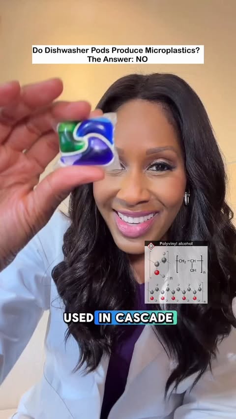 Instagram post by @drjencaudle for Cascade. Caption reads: Do Cascade pods produce microplastics? The answer....
