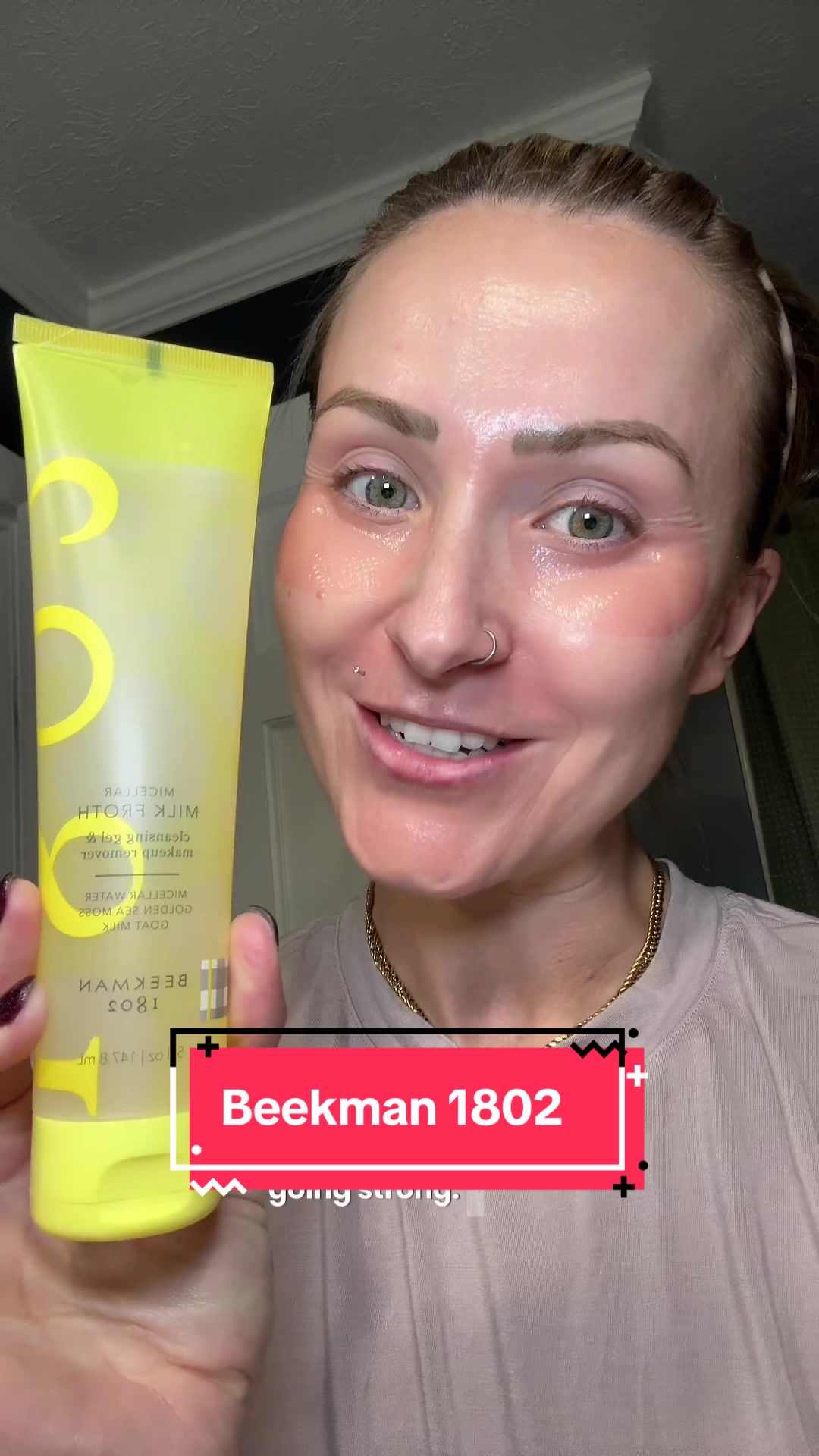 TikTok post by @sarahnichole2015 for Beekman 1802. Caption reads: @Beekman 1802 Micellar face wash is on [...].