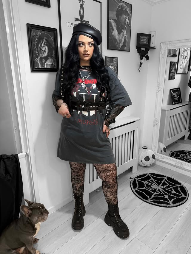 Instagram post by @beautevil.corpse for TruffleShuffle. Caption reads: [...] • Outfits Deetz ⬇️ • T-shirt Dress*....