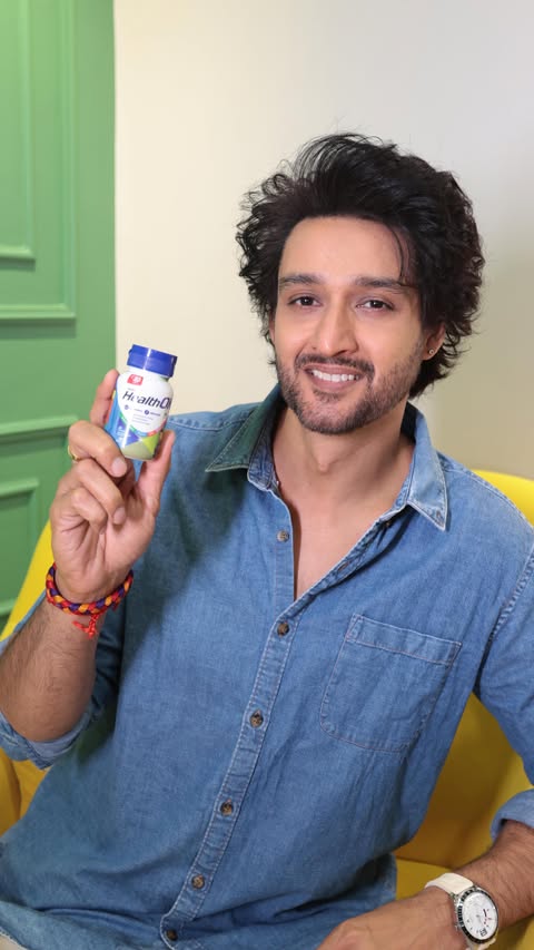 Instagram post by @sourabhraaj.jain for HealthOK Tablets. Caption reads: HealthOK Pure Veg Multivitamin Tablets support....