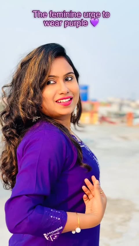 Instagram post by @clumsy_girl_ani for Facebook. Caption reads: The women in purple 💜 Kurta set -....