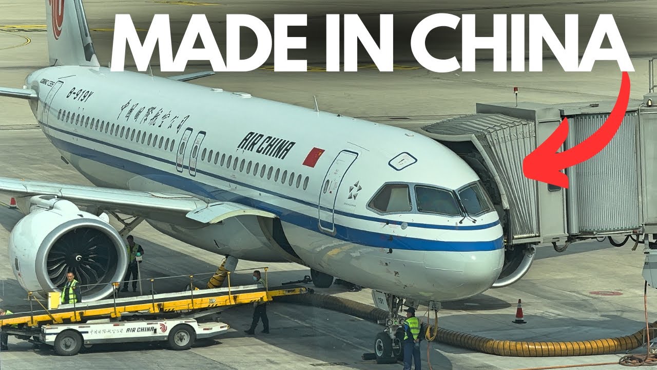 YouTube post by @JoshCahill for Airalo. Caption reads: Flying the NEW CHINESE Plane BOEING is SCARED OF!.