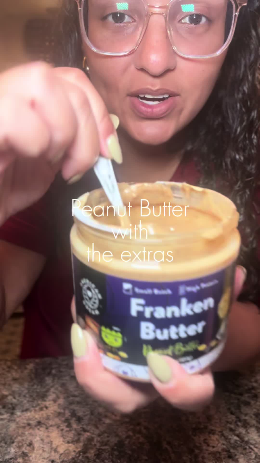 TikTok post by @amberevans.31 for American Dream Nut Butter. Caption reads: [...] eat alone snack in my opinion @American....