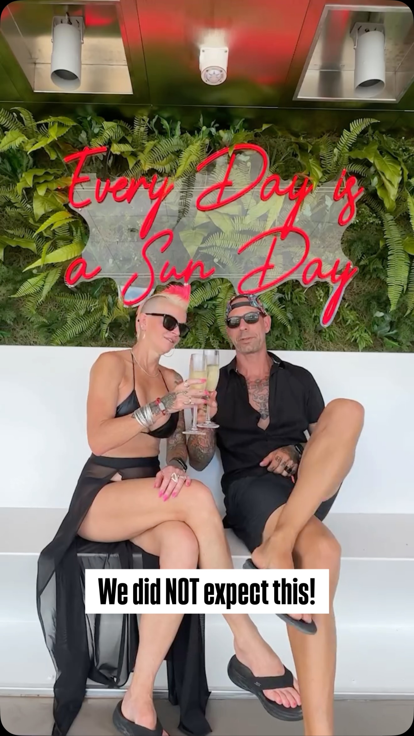 Instagram post by @trynsomethingnew for Virgin Voyages. Caption reads: What happens when you leave the kids....