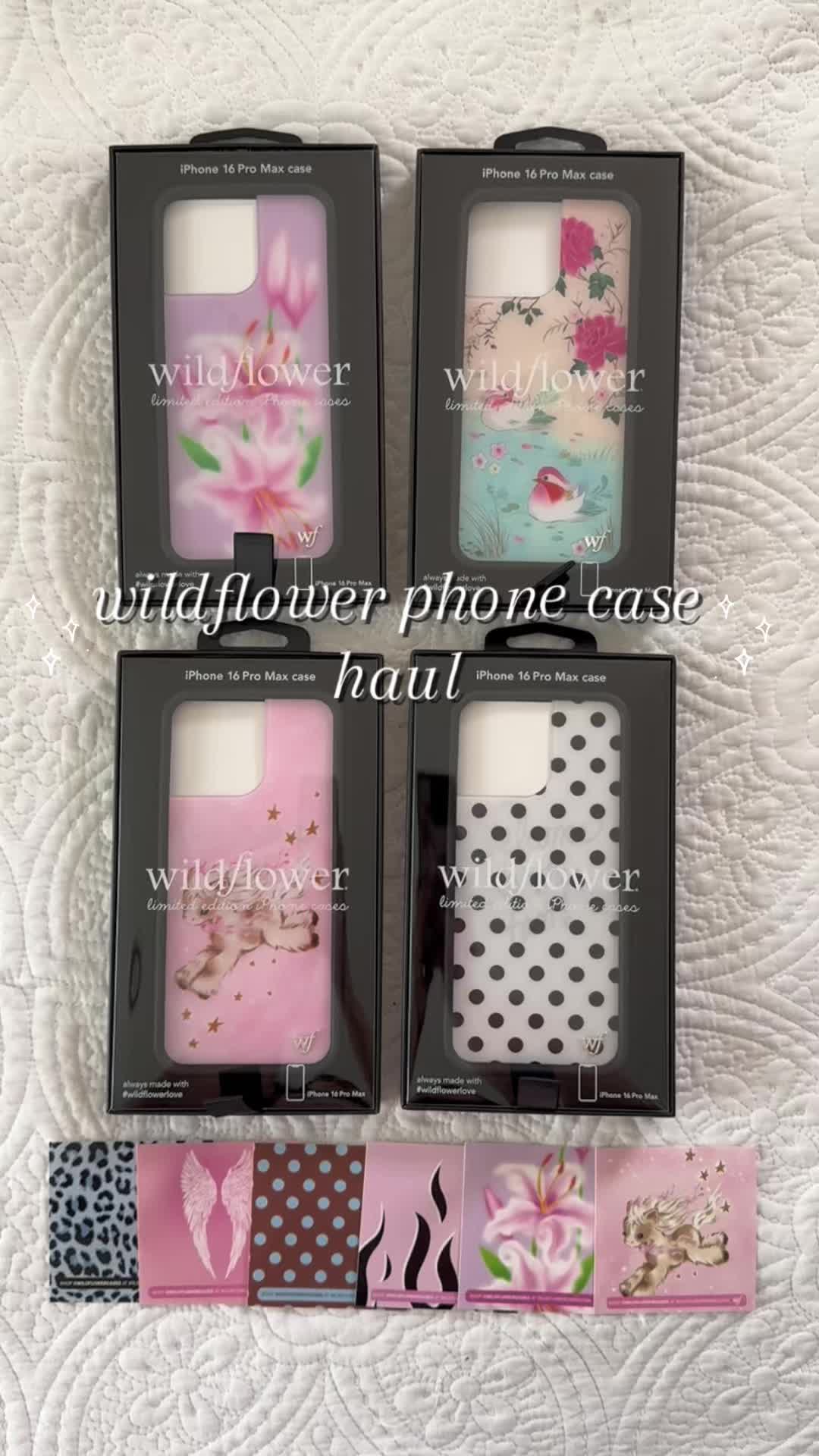 TikTok post by @a.dose.of.kiki for Wildflower Cases. Caption reads: my new wildflower cases just in time for spring &....