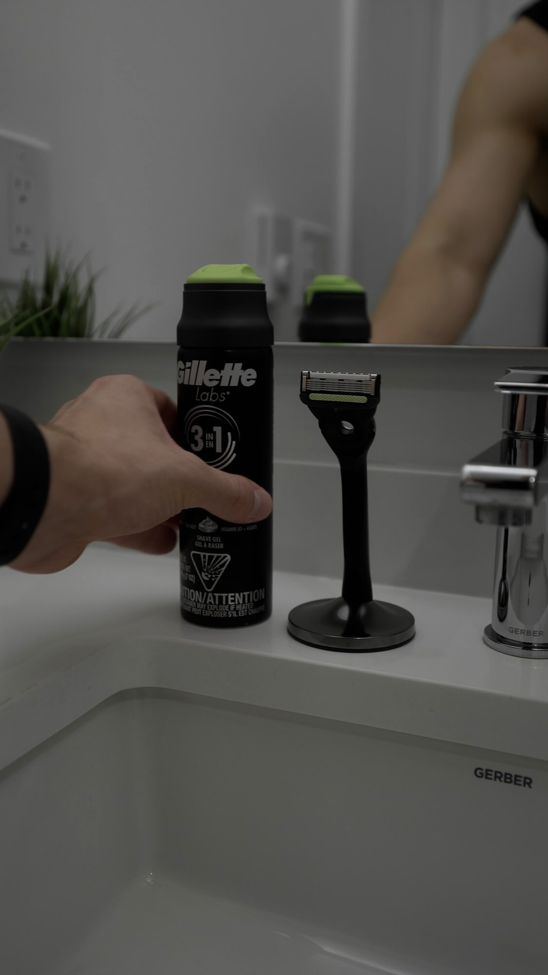 Instagram post by @danemcbeth for Gillette. Caption reads: Post Gym Hygiene Morning Routine with help from....