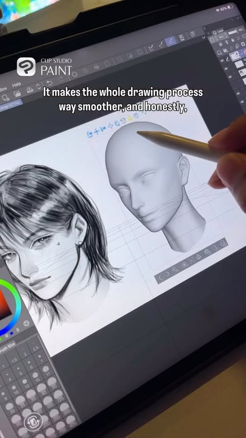 Instagram post by @rwiizo for Clip Studio Paint. Caption reads: [...] has never been smoother! 😇✨✨....