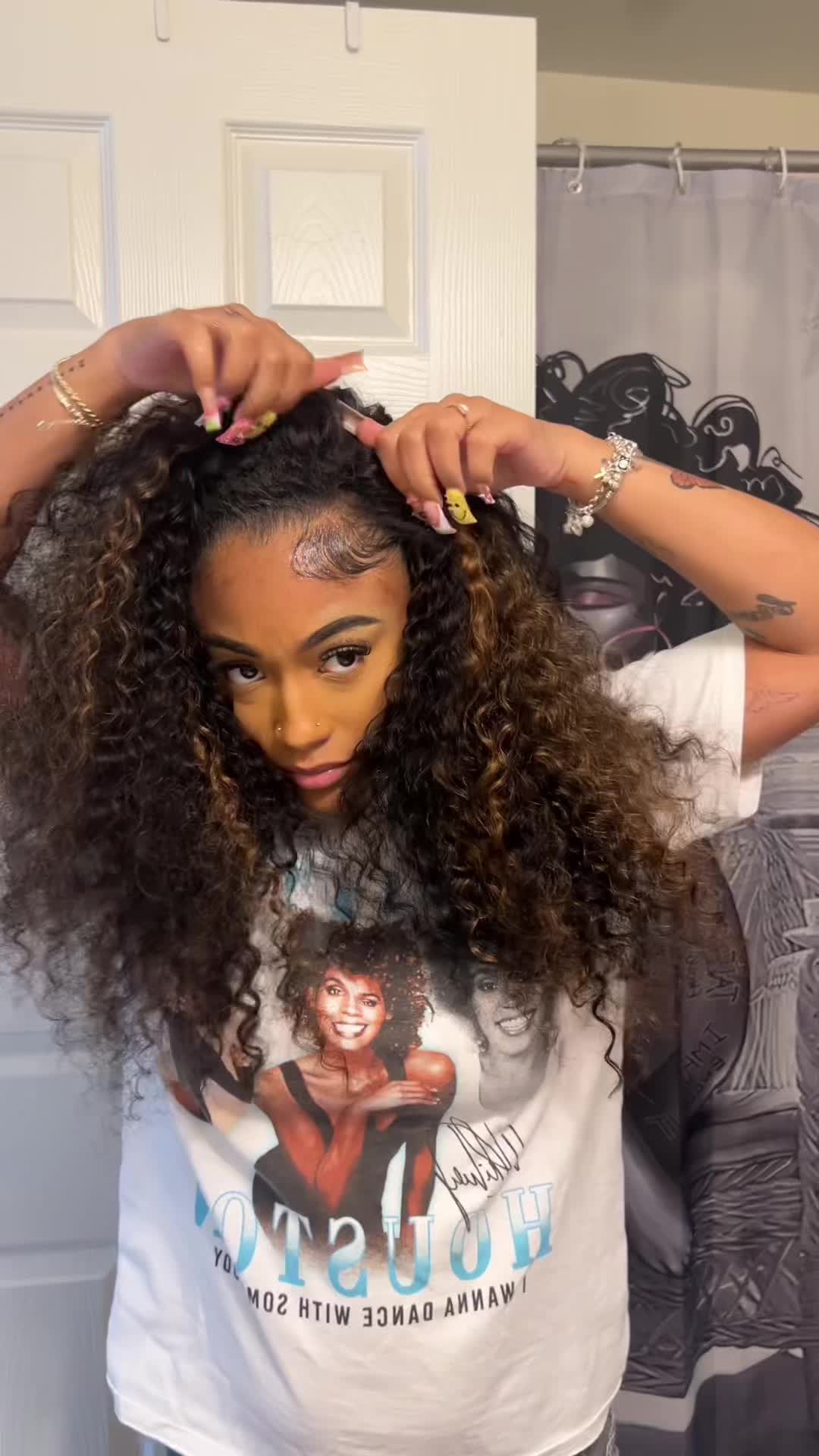 TikTok post by @brittanykianaofficial for Wavymy Hair. Caption reads: Highlight half wig for the win! Shop @Wavymy hair....