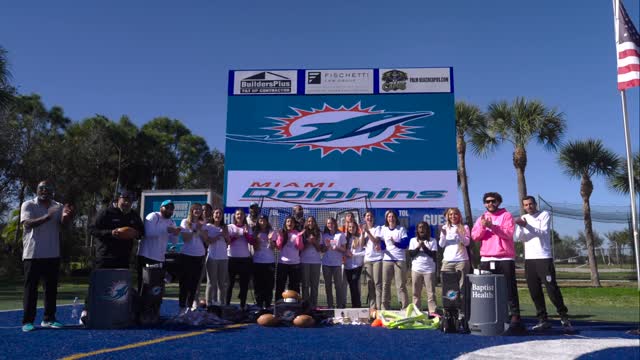 Instagram post by @playfootball for Baptist Health. Caption reads: Some new gear for Somerset High School Girls Flag!....