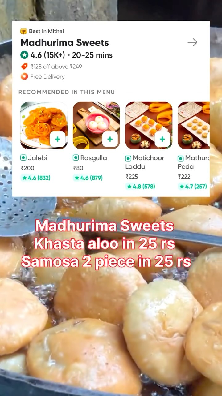 Instagram post by @bhukkadghumakkkad for Swiggy. Caption reads: Veg roll khao only 21₹ me Swiggy se 
- Madhurima....