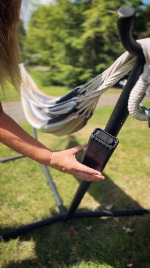 Instagram post by @her.two.wheels for ROKFORM. Caption reads: [...] euphoric music on my G-Rok speaker from....