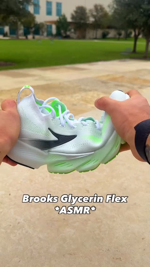 Instagram post by @jeremymille.r for Brooks Running. Caption reads: Brooks Glycerin Flex ASMR🔊

The newest drop from....