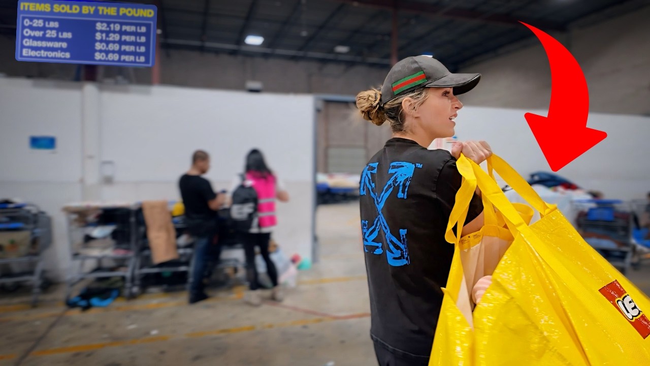YouTube post by @HustleatHomeMom for Whatnot. Caption reads: My Brutal Hunt for $1,000 at the Goodwill BINS.