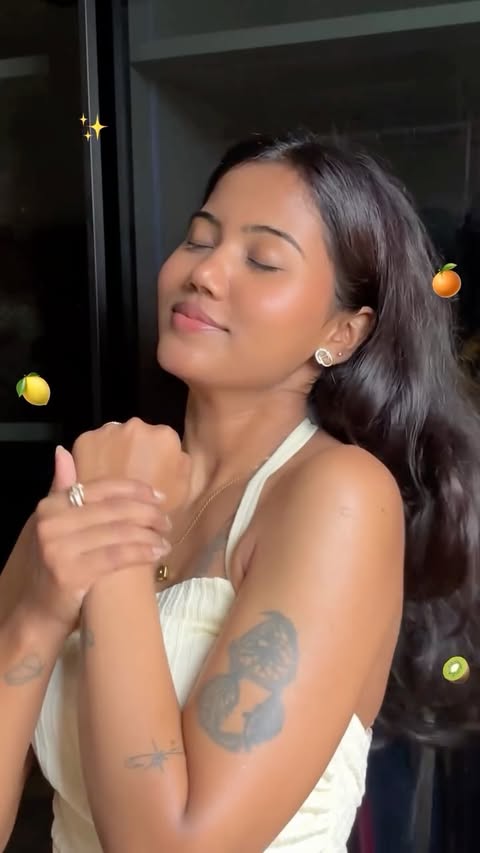 Instagram post by @mimansasahu for MCaffeine. Caption reads: Currently obsessed with how soft my skin feels ✨ .....