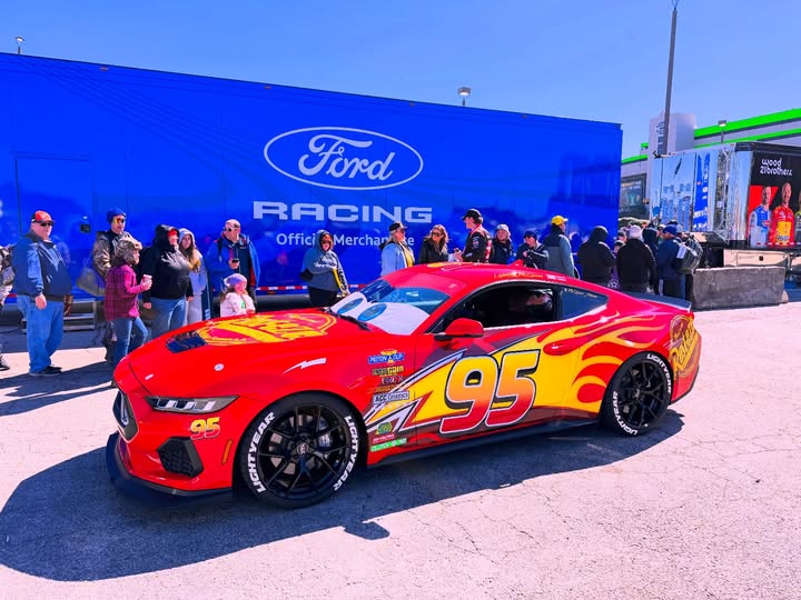 Instagram post by @mcqueen_atlanta for Ford Performance. Caption reads: @nascar in ATL with @fordracing let’s gooo 🏁....