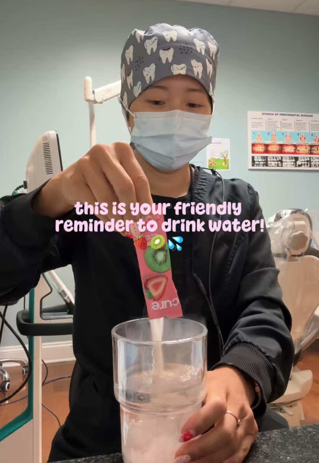 TikTok post by @cindyy_yang for Cure Hydration. Caption reads: gifted by Cure Hydration A quick hydration break....