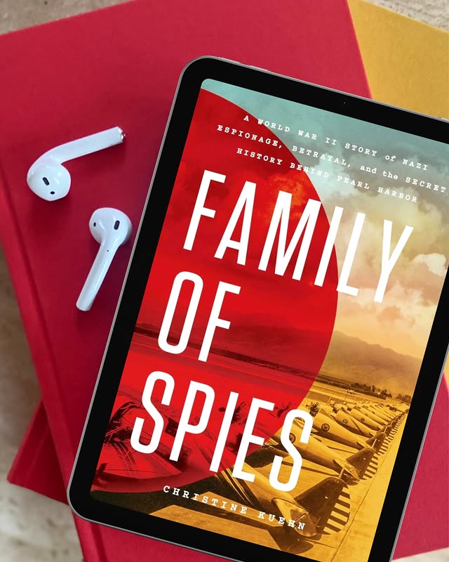 Instagram post by @bookmarked.by.becky for Celadon Books. Caption reads: 📕ebook/Audiobook Review🎧

Family of Spies by....