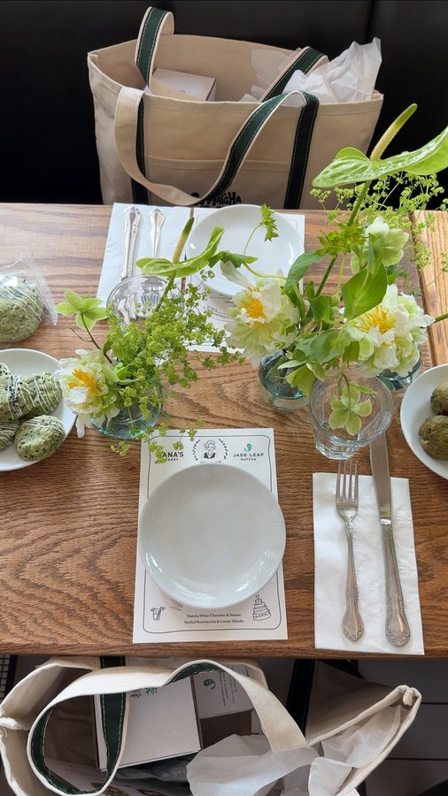 Instagram post by @elenaajoyce for Jade Leaf Matcha. Caption reads: [...] @danasbakery in collaboration with....