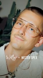 Instagram post by @willy for Mister Spex. Caption reads: 🎉 Morgen ist es soweit! - die @willy x Mister....